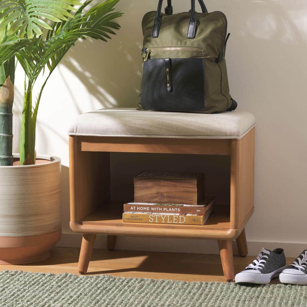 Solo Cream/Natural Entryway Bench With Cushion 20 in.