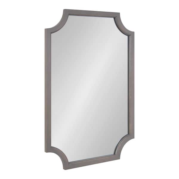 Kate and Laurel Hogan 36.00 in. H x 24.00 in. W Scalloped Wood Framed Gray Mirror