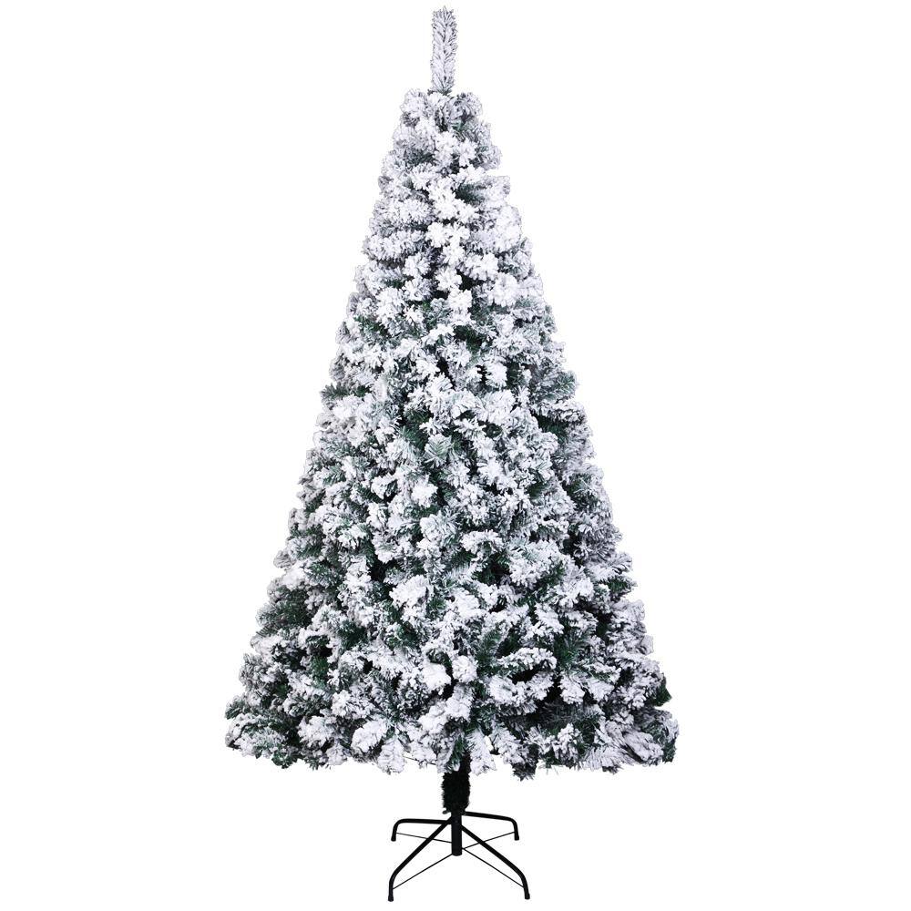 itapo 6 ft. PVC Flocking Artificial Christmas Tree with 750 Branches S