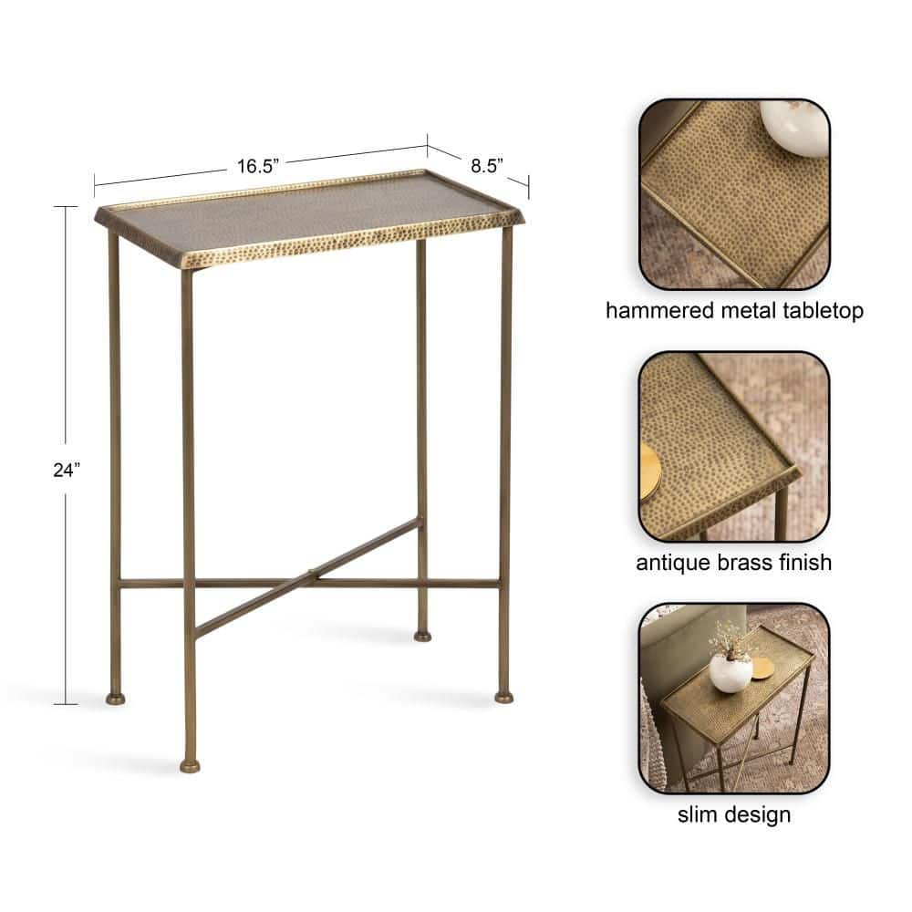 Sanzo 17 in. Gold Rectangle Metal End Table - thumbnail 4