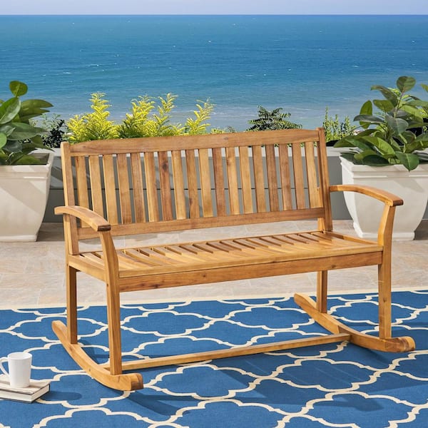 Noble House Regatta Natural Wood Outdoor Patio Rocking Chair