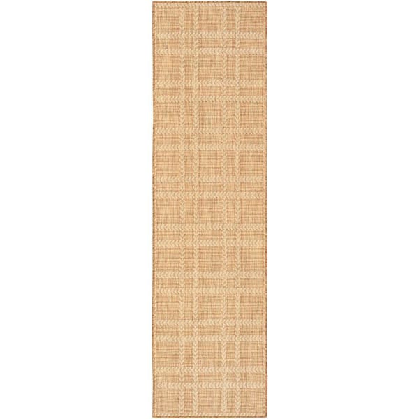Horizon Indoor/Outdoor Natural 2 ft. x 8 ft. Geometric Contemporary Runner Area Rug