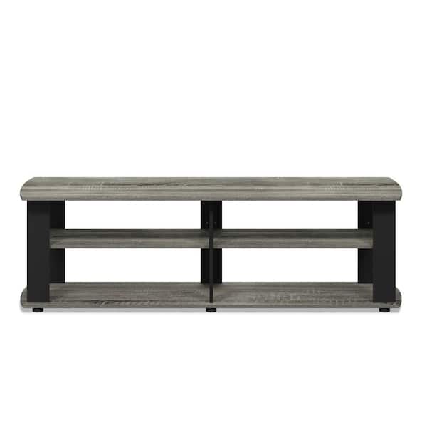 Furinno Nelly 43.4 in. French Oak Grey/Black Entertainment Center TV Stand Fits TV's up to 49 in.