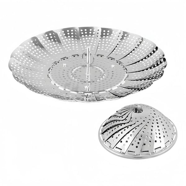 5.5 in.-9.2 in. Stainless Steel Steamer Basket with Folding, Expandable for Kitchen, Fitting Various Size Pots(1-Pack)