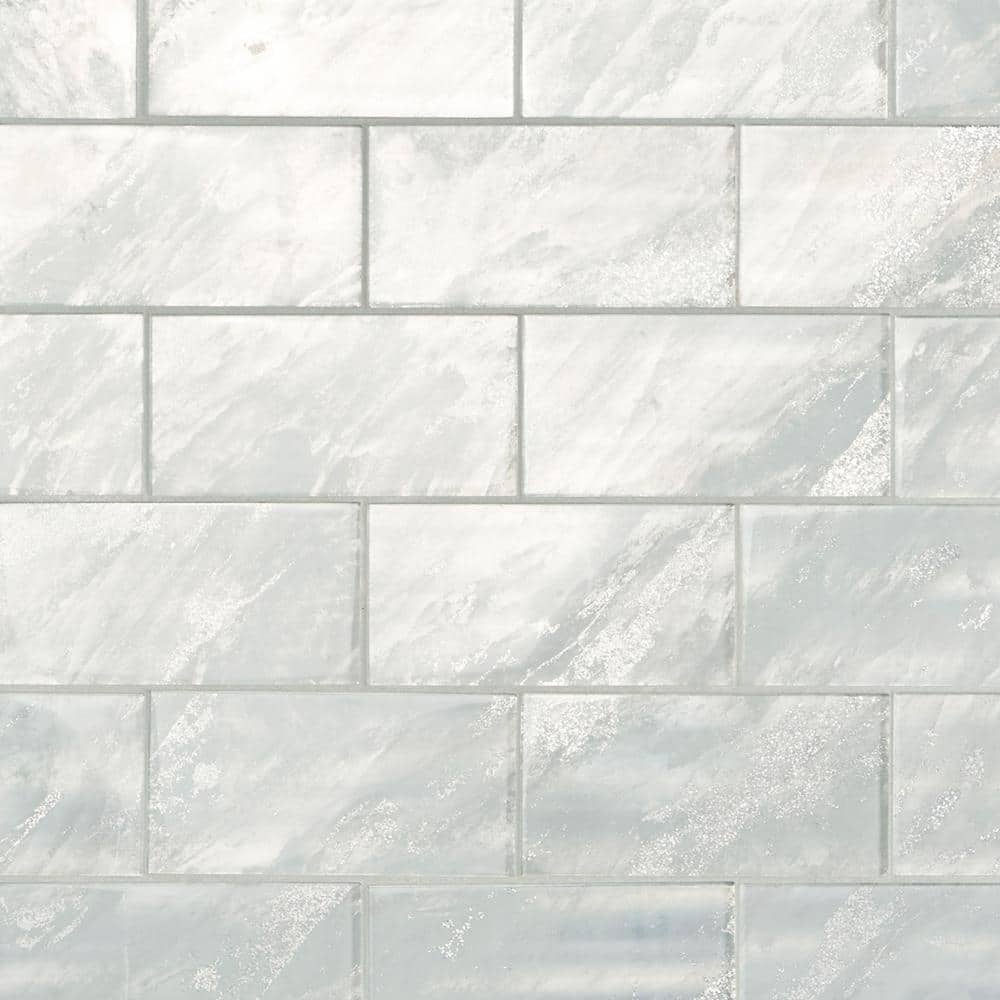 Astral Polished White Glass Rectangular Wall Tile