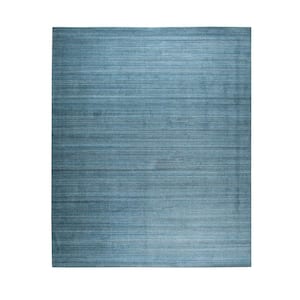 Teal 8 ft. x 9 ft. 11 in. Hand-Loomed Wool Modern Super Grass Rug Area Rug