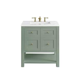 Breckenridge 30.0 in. W x 23.5 in. D x 34.2 in . H Bathroom Vanity in Smokey Celadon with Arctic Fall Solid Surface Top