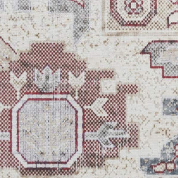 5' X 7' Ivory and Gray Oriental Distressed Non Skid Area Rug