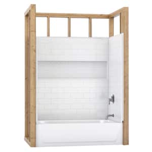 Aloha NexTile 30 in. x 60 in. x 74.5 in. Standard Fit Alcove Bath and Shower Kit with Right-Hand Drain in White