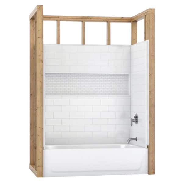 Maui 60 in. L x 30 in. W x 76.5 in. H Rectangular Tub/Shower Combo Unit Left Hand in White