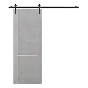 Vona 24 in. x 80 in. Light Urban Composite Core Wood Sliding Barn Door with Hardware Kit