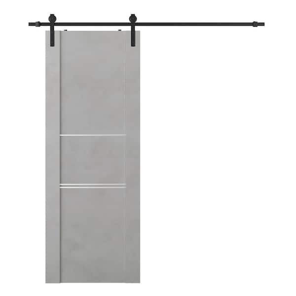 Belldinni Vona 01 3H 32 in. x 80 in. Light Urban Composite Core Wood Sliding Barn Door with Hardware Kit