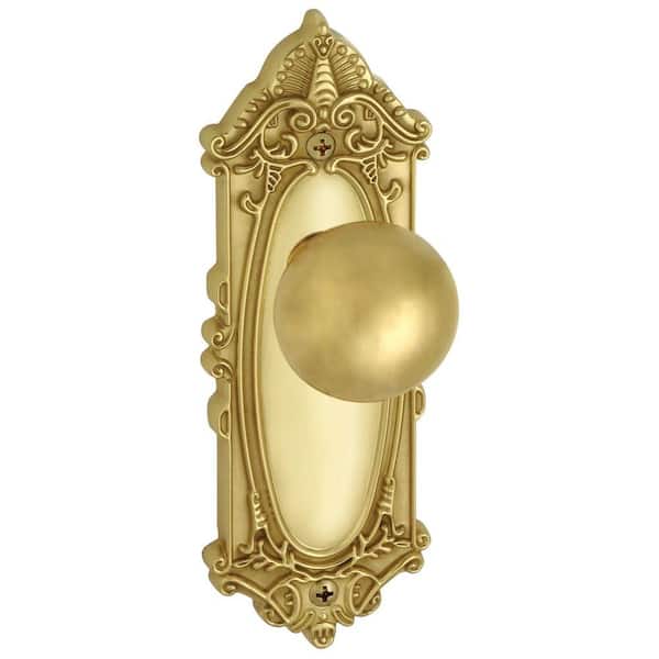 Grandeur Grande Victorian Polished Brass Plate with Dummy Fifth Avenue Knob