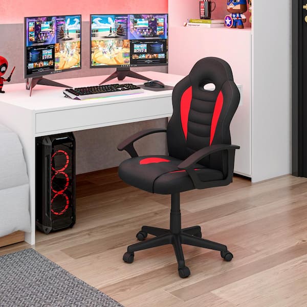TECHNI MOBILI Red Kid's Gaming and Student Racer Chair with Head Support
