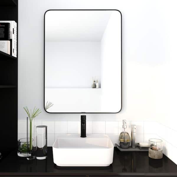 ⭐Modern Black 24 in. W x 32 in. H Decorative Rectangle Aluminum Framed Wall Mirror, Vanity Mirror, Dress Mirror⭐