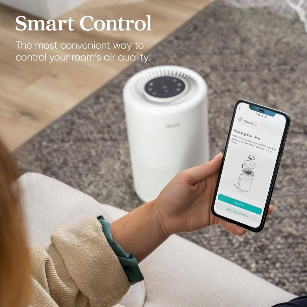 White Smart Table-Top Tower Air Purifier with HEPA Filter