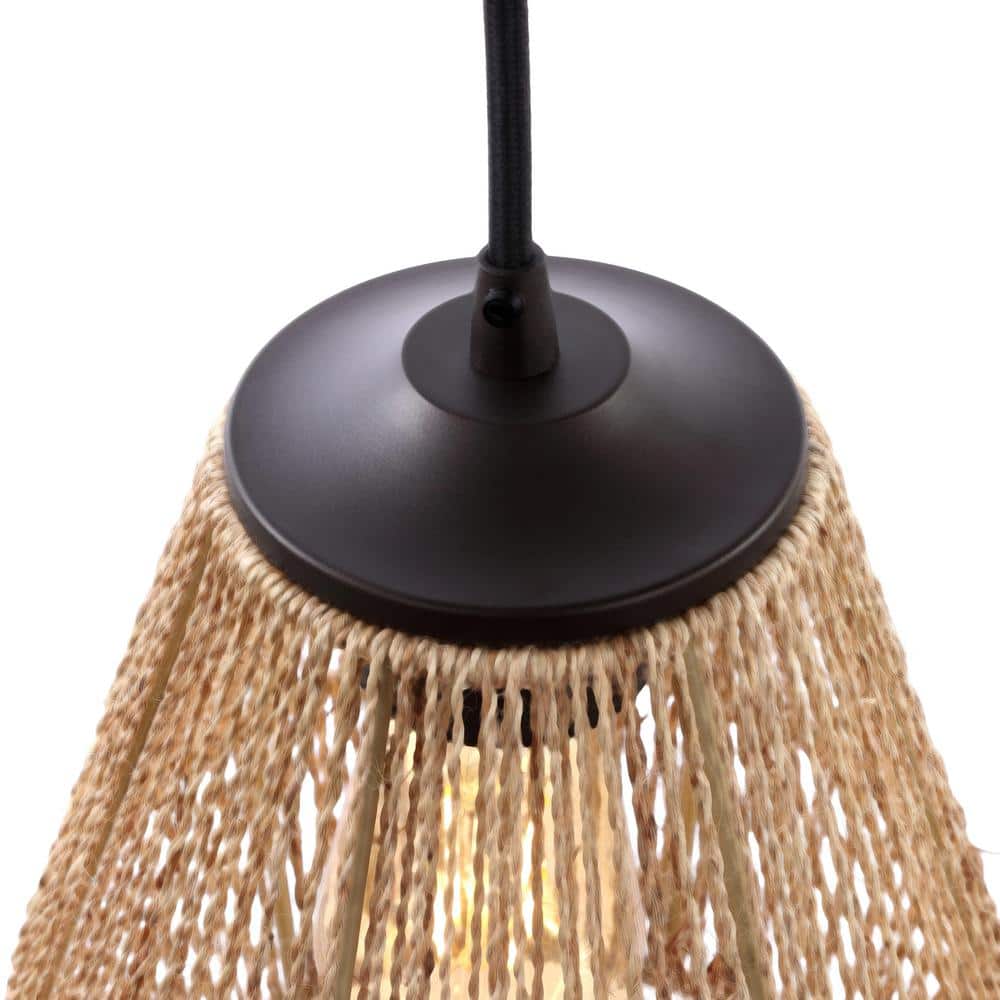 Ibiza Island 30" 3-Light Seagrass and Metal Pendant