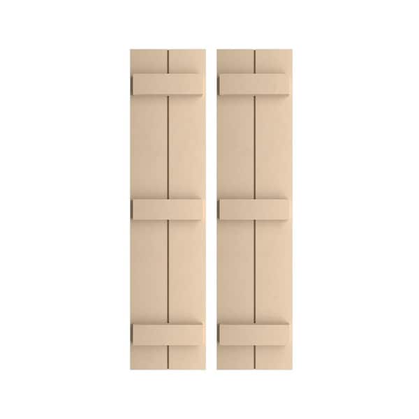 Ekena Millwork 11 in. x 70 in. Timberthane Polyurethane 2-Board Joined Board-n-Batten Smooth Faux Wood Shutters Pair