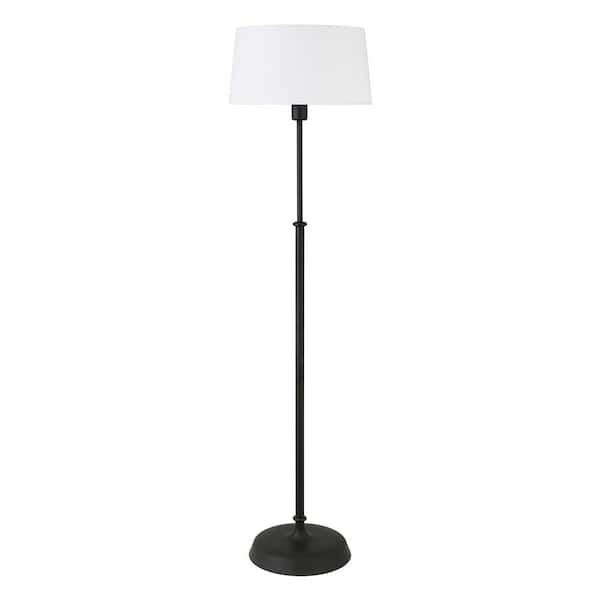 HomeRoots 60 in Black and White Traditional Shaped Standard Floor Lamp With White Frosted Glass Drum Shade