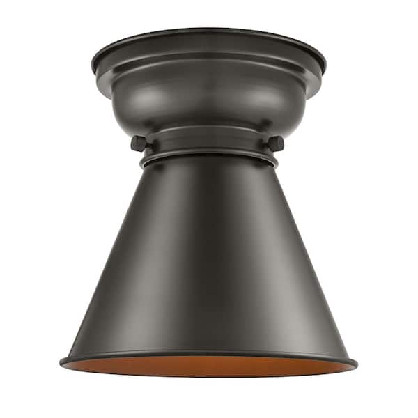Innovations Appalachian 8 in. 1-Light Oil Rubbed Bronze Flush Mount with Oil Rubbed Bronze Metal Shade