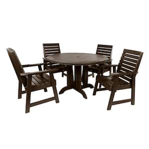 Weatherly Weathered Acorn 5-Piece Recycled Plastic Round Outdoor Dining Set