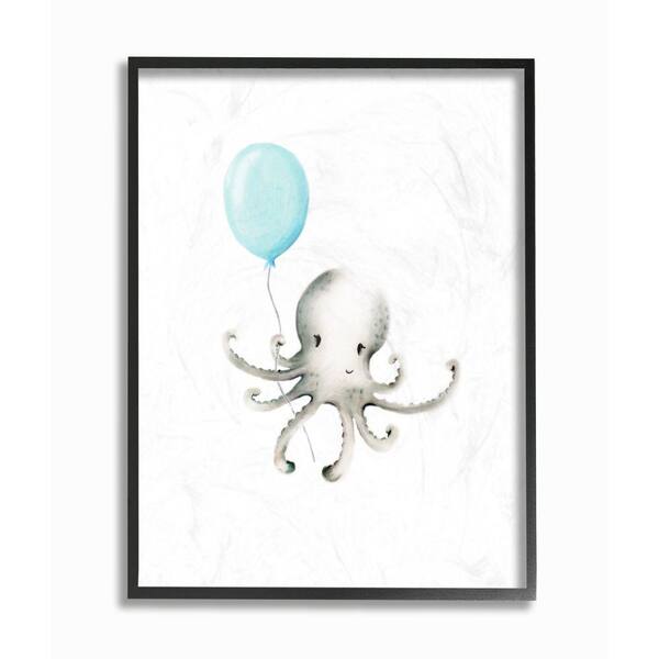 The Kids Room By Stupell 16 In X 20 In Cute Cartoon Baby Octopus Ocean Painting By Studio Q Framed Wall Art Brp 2419 Fr 16x20 The Home Depot