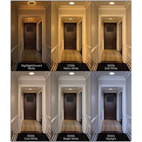 Commercial Electric 6 In Selectable Integrated Led Recessed Trim Can Light With Night Light Feature 5 Cct 670 Lumens Dimmable 4 Pack 53804101 4pk The Home Depot
