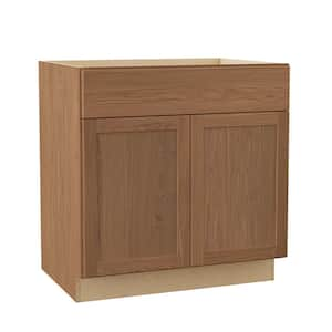 Sinclair 33 in. W x 24 in. D x 34.5 in. H Assembled Sink Base Cabinet in Shaker Saddle Oak