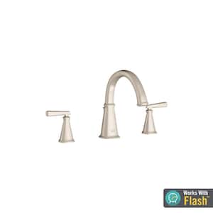 Edgemere 2-Handle Deck-Mount Roman Tub Faucet for Flash Rough-in Valves in Brushed Nickel