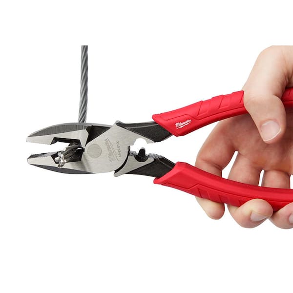 Milwaukee 9 in. High-Leverage Linesman Pliers with 8 in. Dipped Grip Long Nose Pliers (2-Piece)