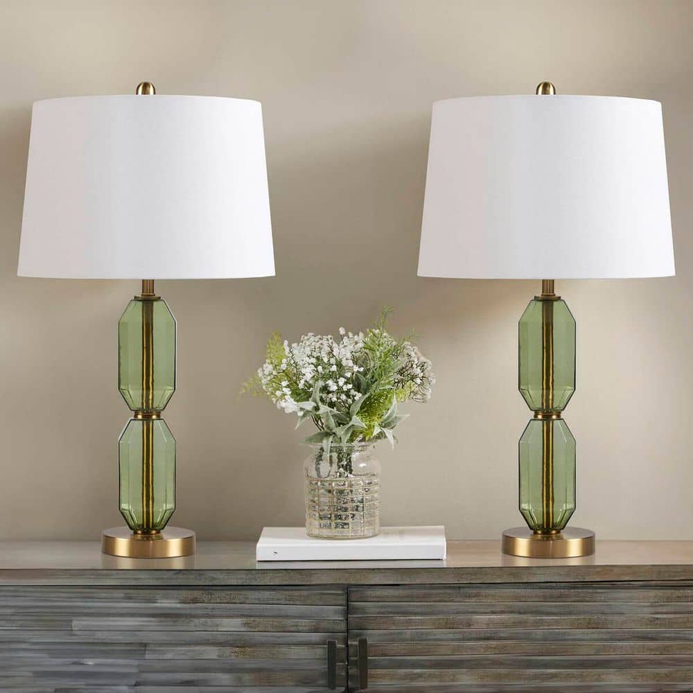 26.50 in. Green Faceted Glass Table Lamp for Living Room price history on PriceWatchPro