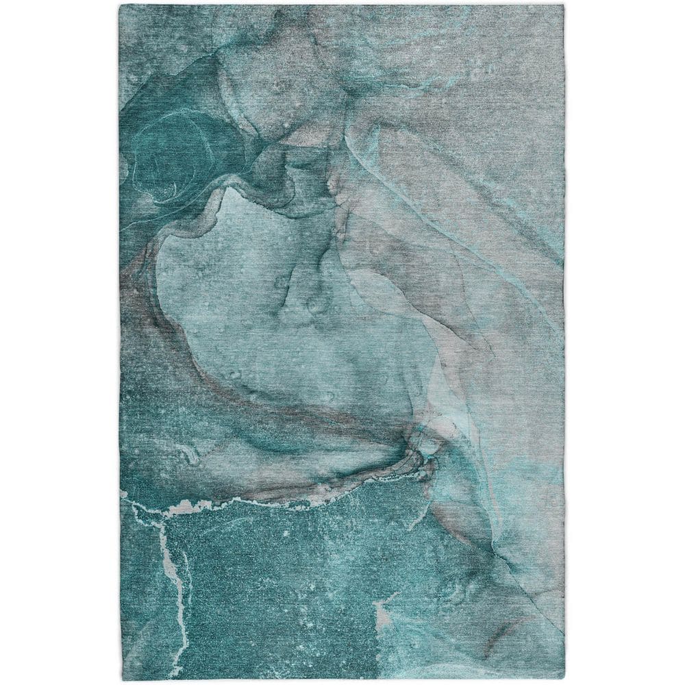 Dream Shag Premium Machine Washable Abstract ADS524 Teal 10 ft. x 14 ft. Area Rug price history on PriceWatchPro
