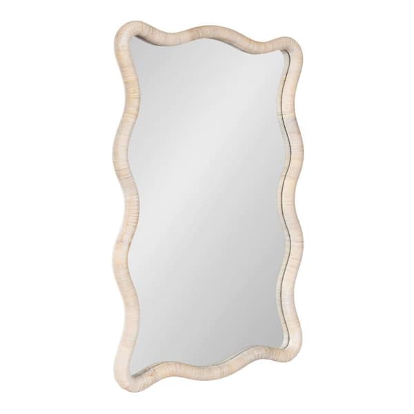 Rahfy White 24 in. W x 36 in. H Coastal Rectangle Wood Framed Mirror