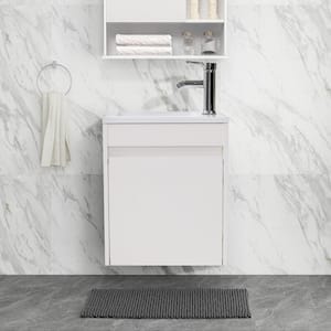16.1 in. W x 9.8 in. D x 18.5 in. H Wall Mounted Bathroom Vanity Set in White with Resin Top and Sink