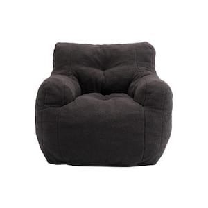 Dark Gray Bean Bag Chair Fabric Foam Filled Bean Bag Armrest Comfortable Couch Kid Adults 39 in. x 39 in. x 27.5 in.
