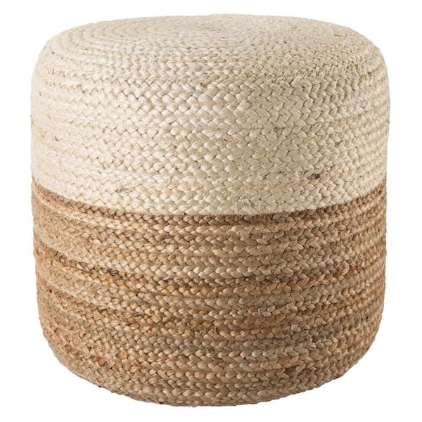 Jalissa Ombre White/ Beige Cylinder Pouf