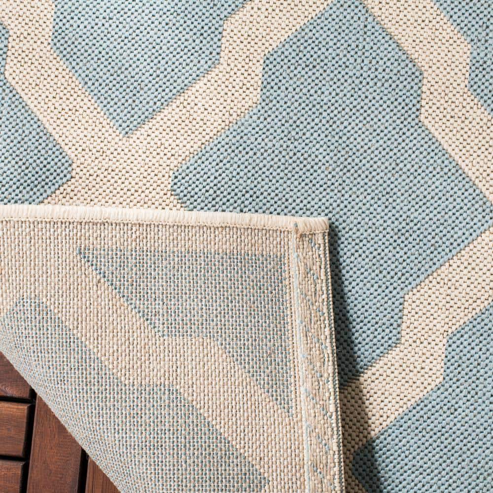 Blue Geometric 8' x 10' Stain-Resistant Synthetic Rug