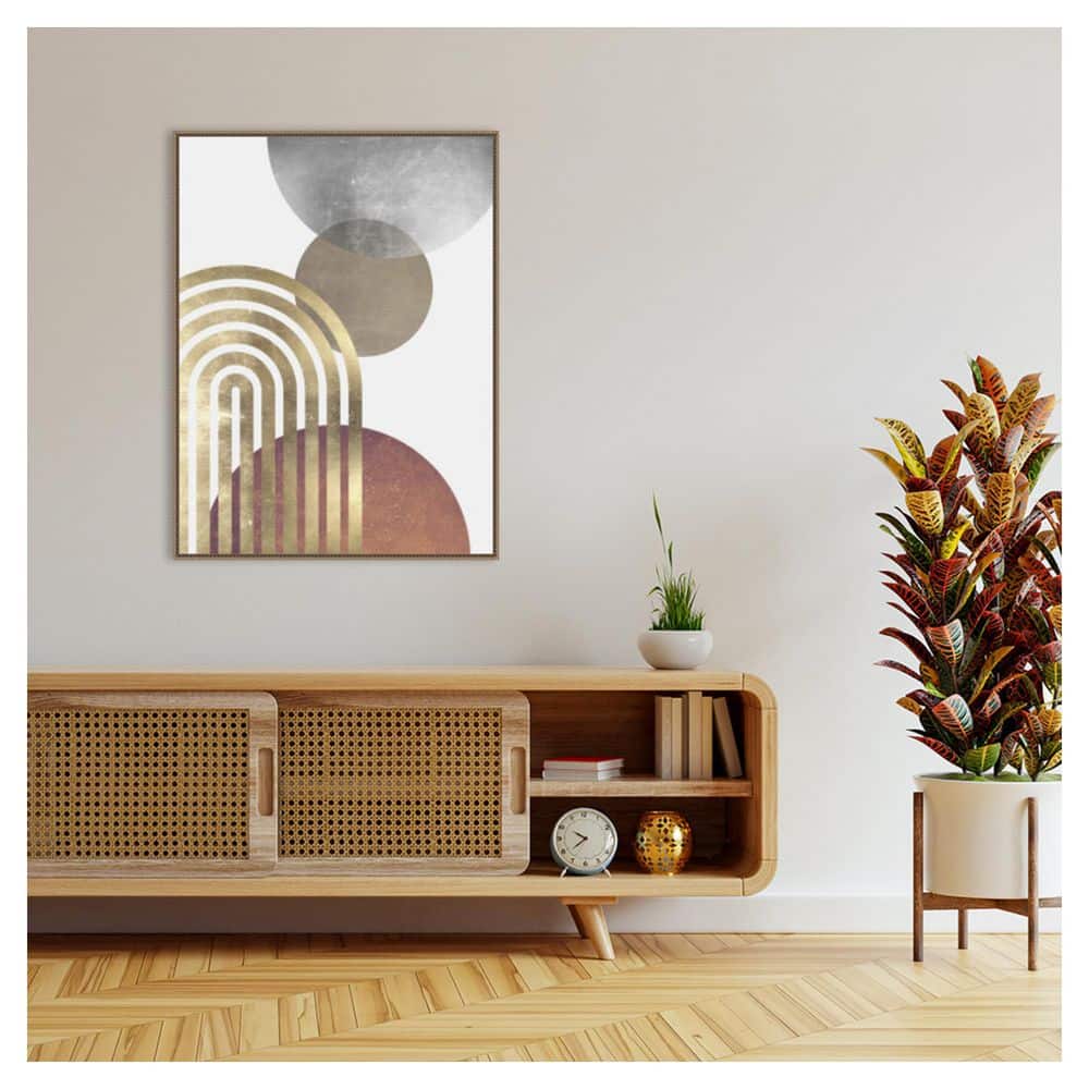 Composition Lines and Circles 2 by Vitor Costa Floater Frame Canvas Abstract Wall Art Print 32 in. x 42 in. price history on PriceWatchPro