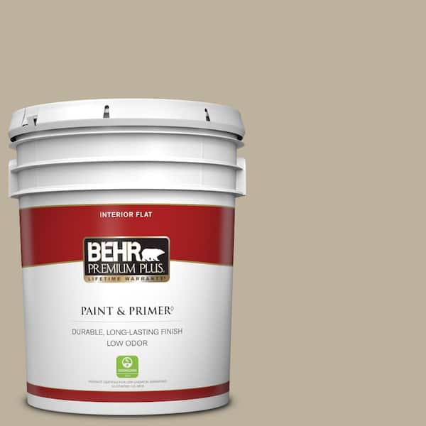 BEHR PREMIUM PLUS 5 gal. #750D-4 Pebble Stone Flat Low Odor Interior Paint & Primer