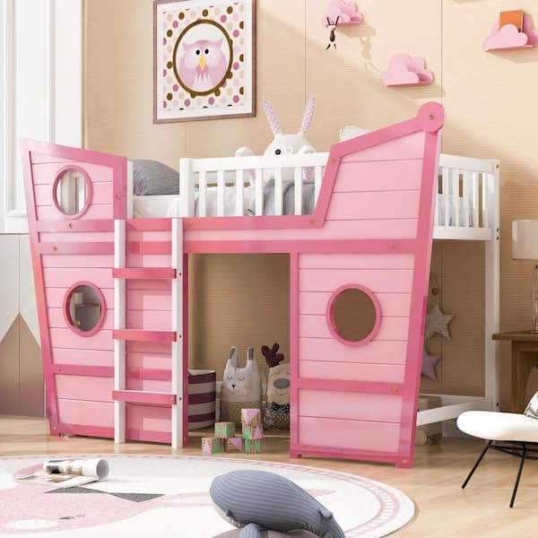 Pink twin loft bed sale