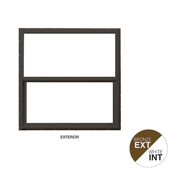 Ply Gem 35.5 in. x 35.5 in. Select Series Single Hung Vinyl Bronze Window with White Int HP2+ Glass, and Screen