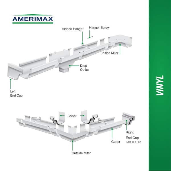 Amerimax Home Products 2 in. x 3 in. White Vinyl Downspout B