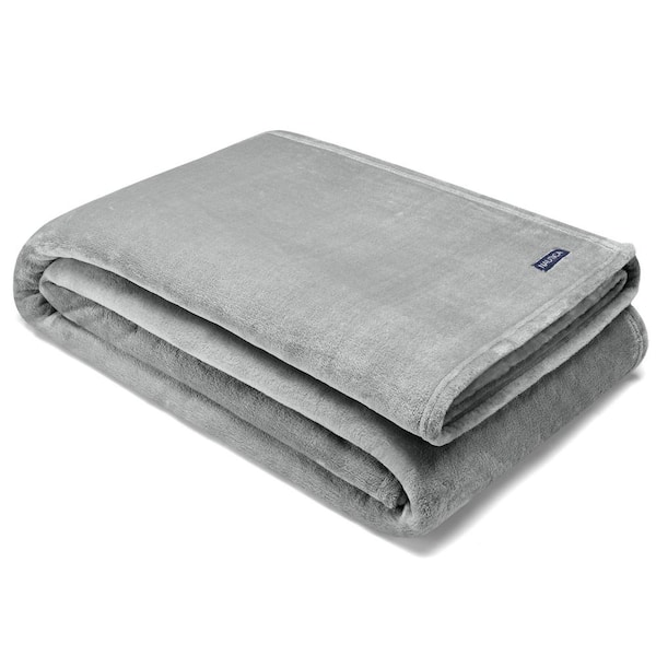 Nautica Ultra Plush Gray Solid Full/Queen Woven Blanket