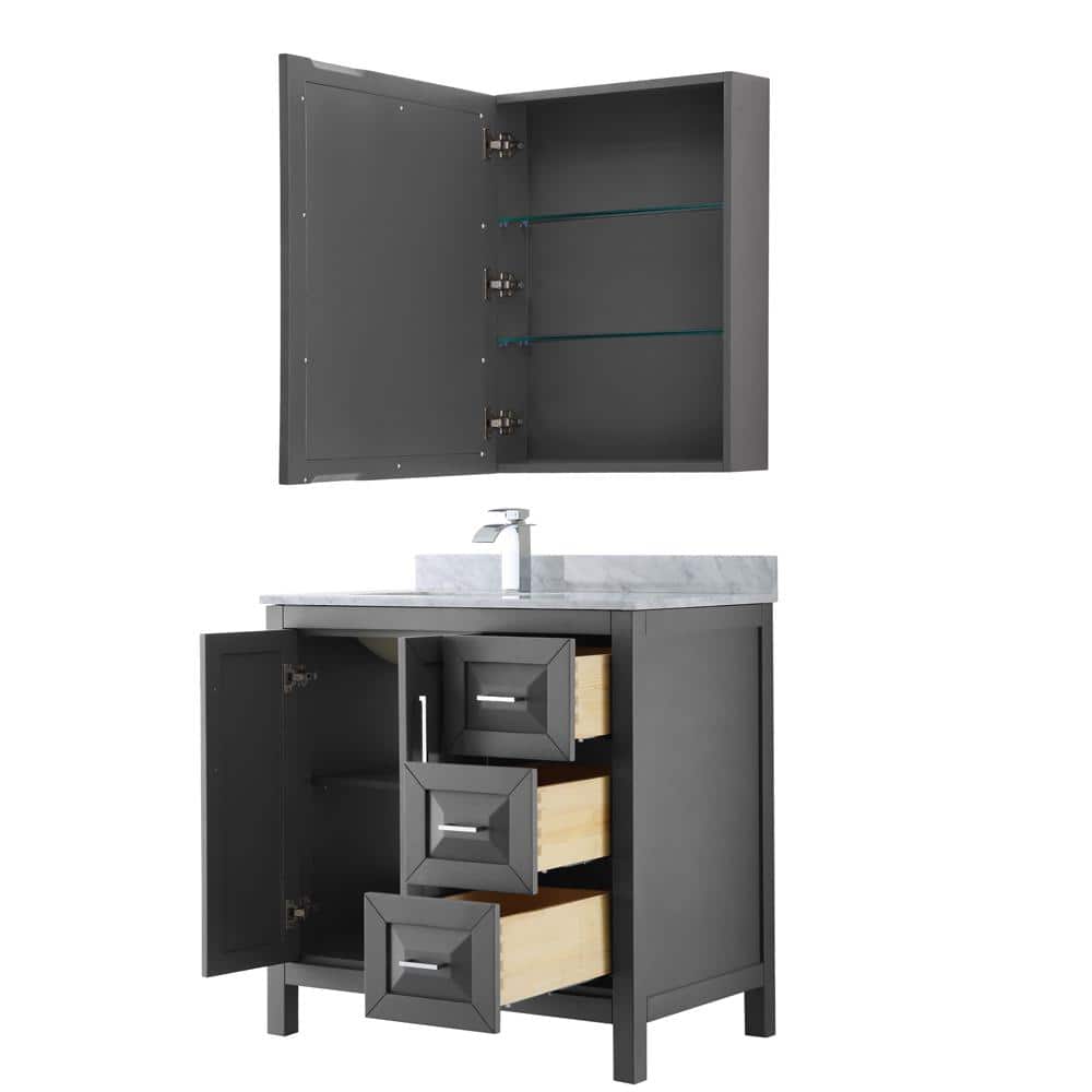 Daria 36'' Dark Gray Bathroom Vanity with Stone Top and Mirror