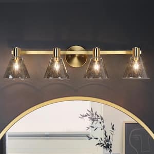 Transitional Bathroom Gold Vanity Light, 28.5 in. 4-Light Modern Bell Wall Sconce Light Suitable for Large Powder Room