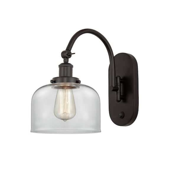 Bell 1-Light Oil Rubbed Bronze, Clear Wall Sconce with Clear Glass Shade