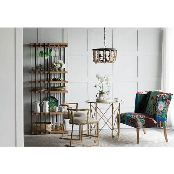 A & B Home Cavendish Gold and White Iron Chair DF43116-DS