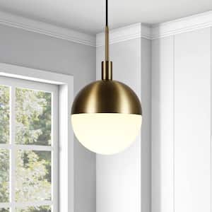 Orb 1-Light Large Globe Brass and Frosted Glass Pendant