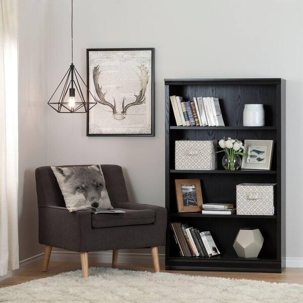 South Shore Morgan Black Oak Storage Open Bookcase