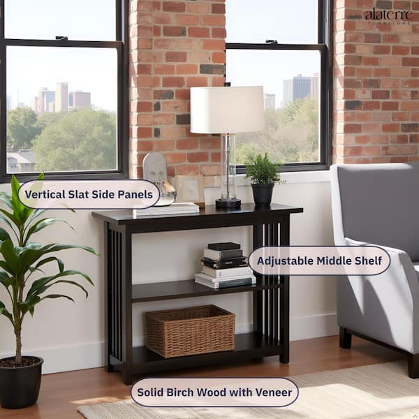Alaterre Furniture Mission 24 in. Espresso Wood 2-shelf Etagere